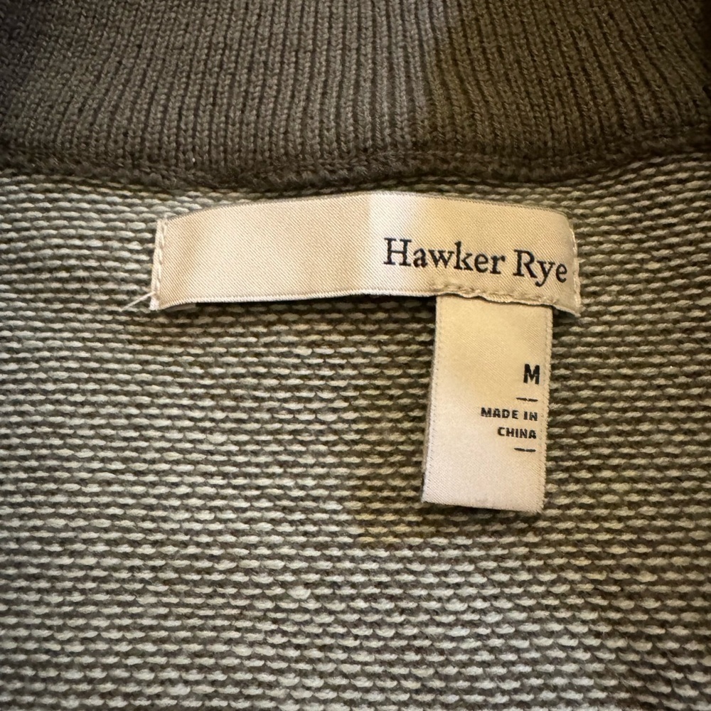 Hawker Rye Heathered Tuck Stitch 1/4 Zip Sweater Size Medium Green - Picture 5 of 6